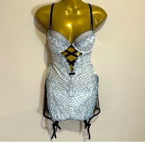 Victoria's Secret Black and White Lace Chemise